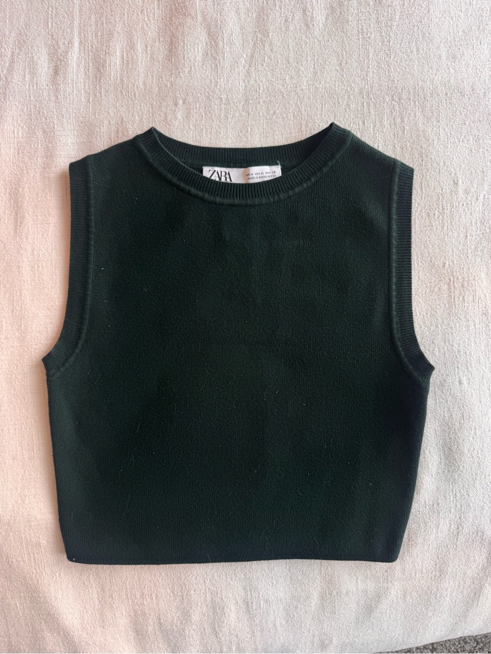 Zara Dark Green Sleeveless Knit Top